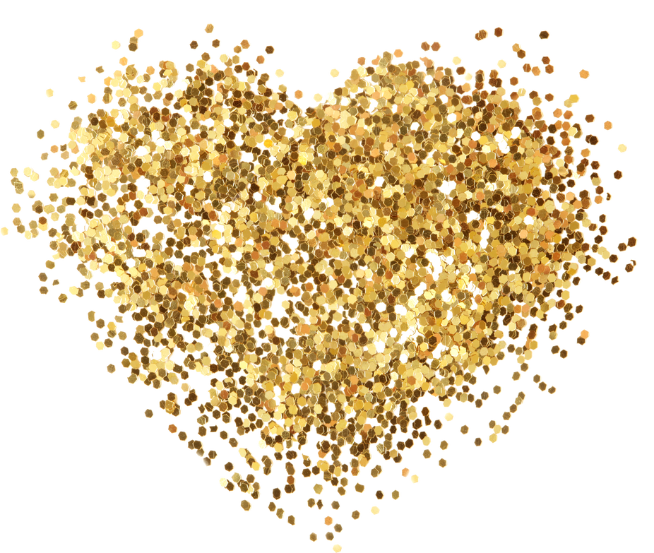 PNG gold confetti heart shape element on transparent background.